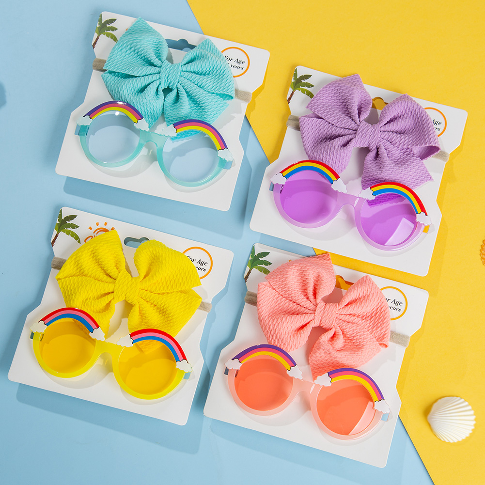 Photography Cheat Sheet - 2Pcs/Set Rainbow Baby Sunglasses Bullet Bow