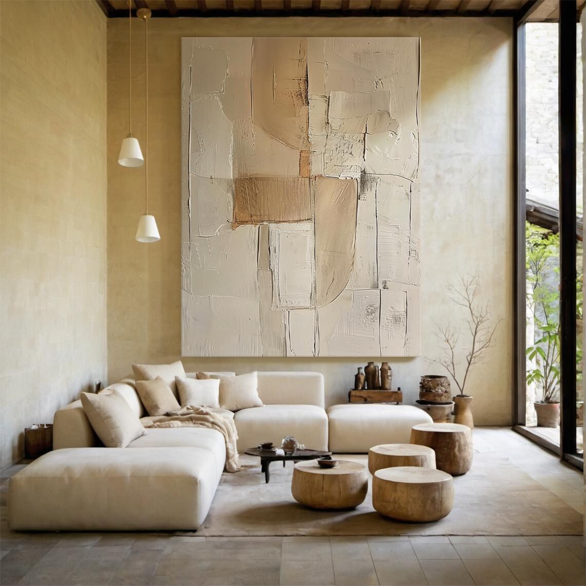 3D Beige Large Canvas Abstract - Photography Geometry 评论和价格
