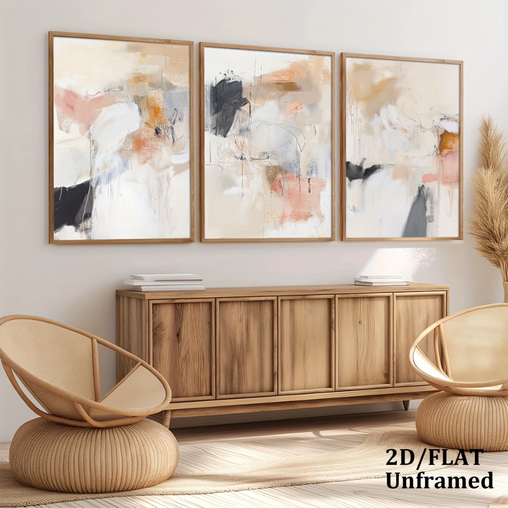 3pcs Frameless,Neutral Beige B - Photography Geometry 评论和价格
